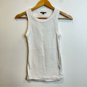 Tahari Fine Ribbed White Tank Top